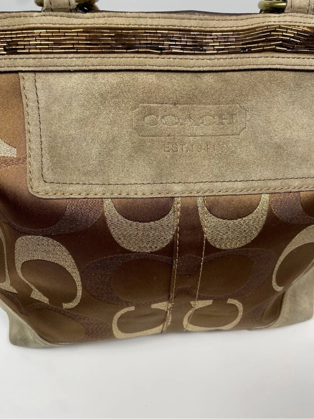 Coach Vintage 2006 Signature C Lilia Metallic Tote Bag